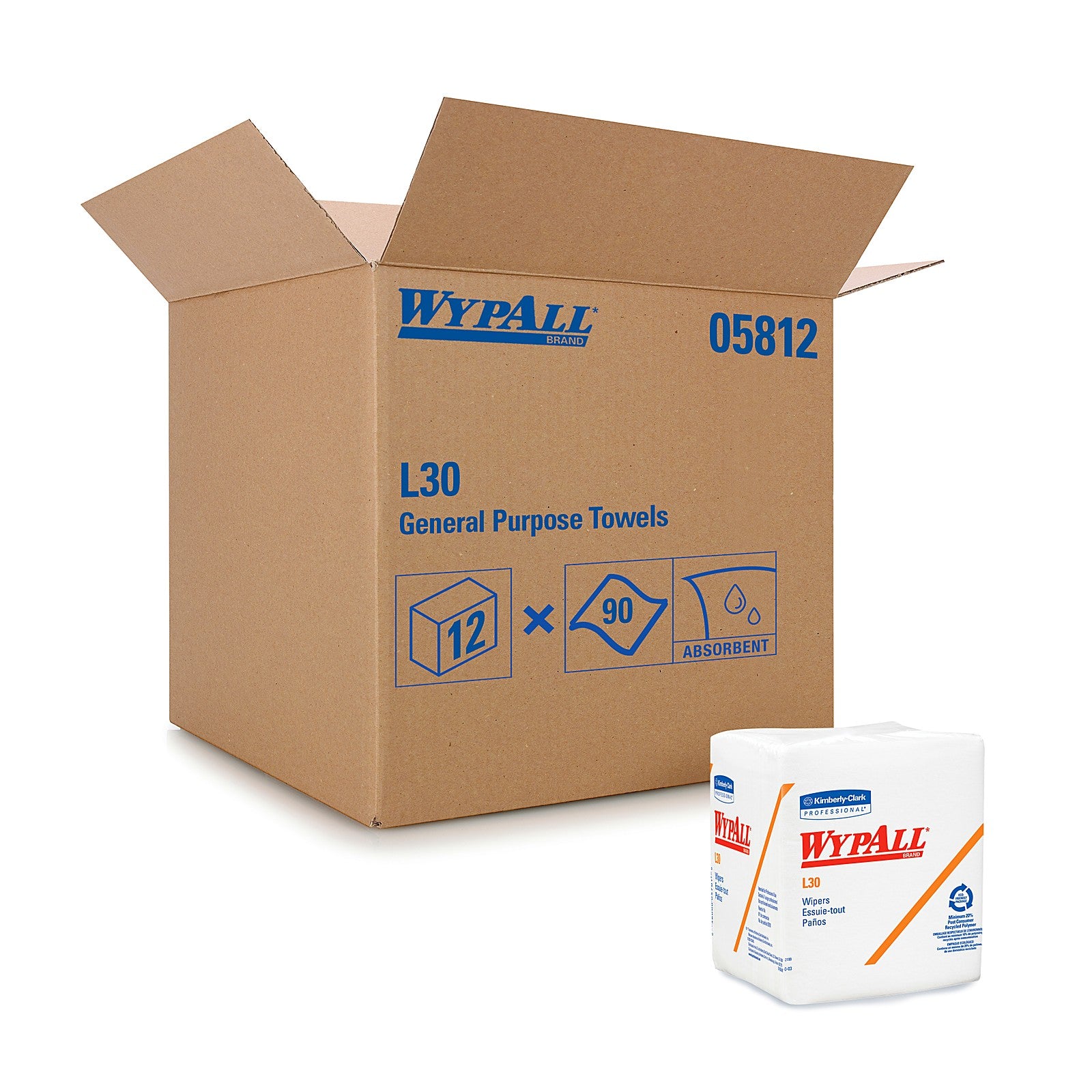 WypAll L30 Wipers White 1/4 Fold 12.5 x 12