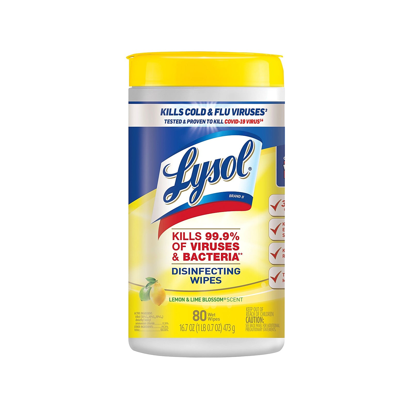 Lysol Disinfecting Wipes 80 Count, Lemon & Lime Blossom