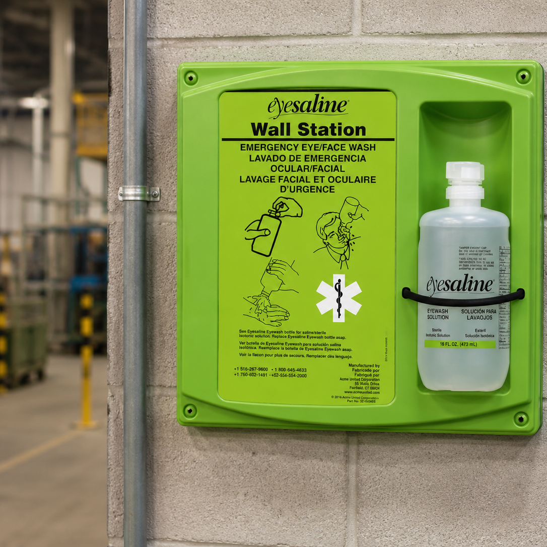 Eyewash Wall Station Single Bottle with Wall Mount