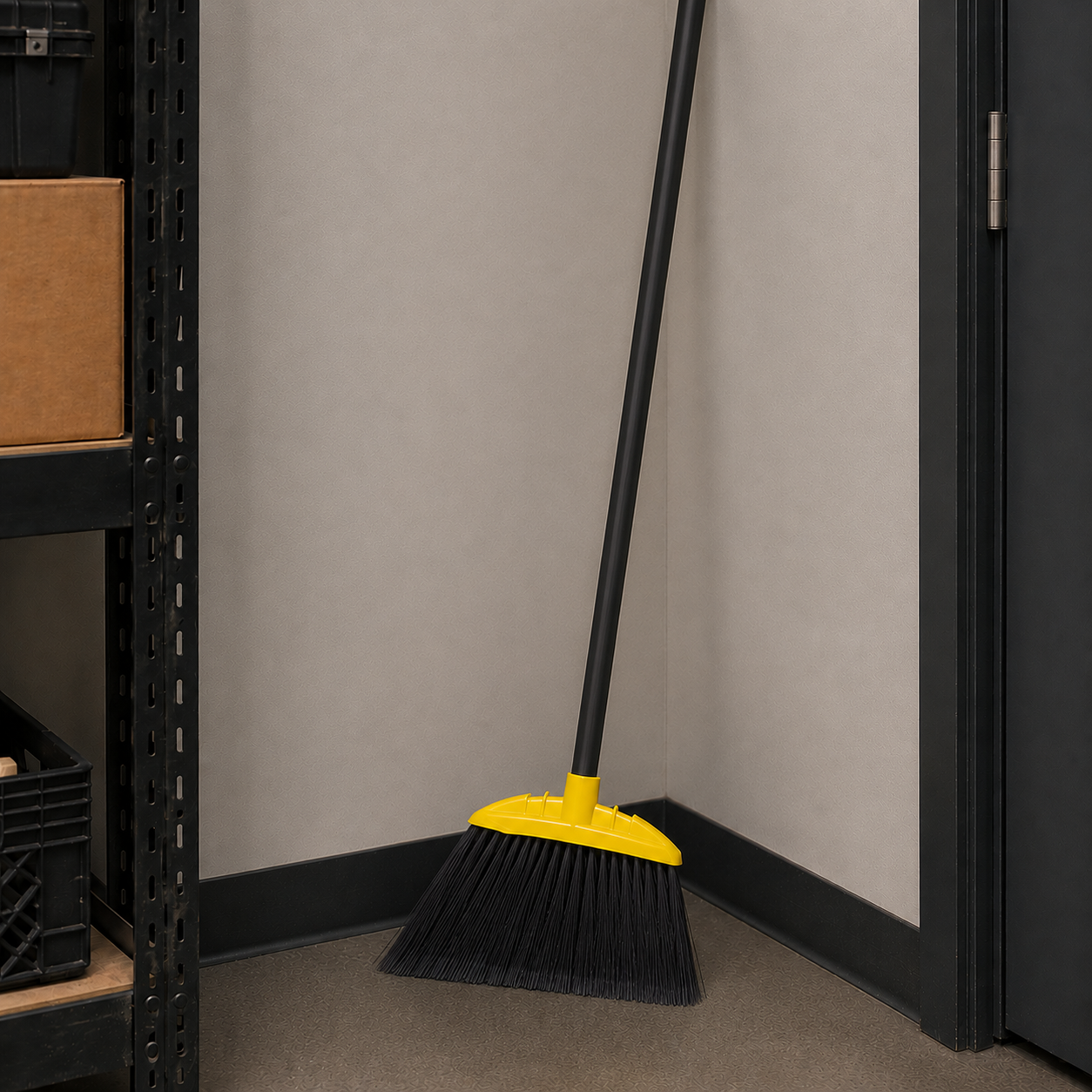 Jumbo Smooth Sweep Angle Broom Black with Metal Handle