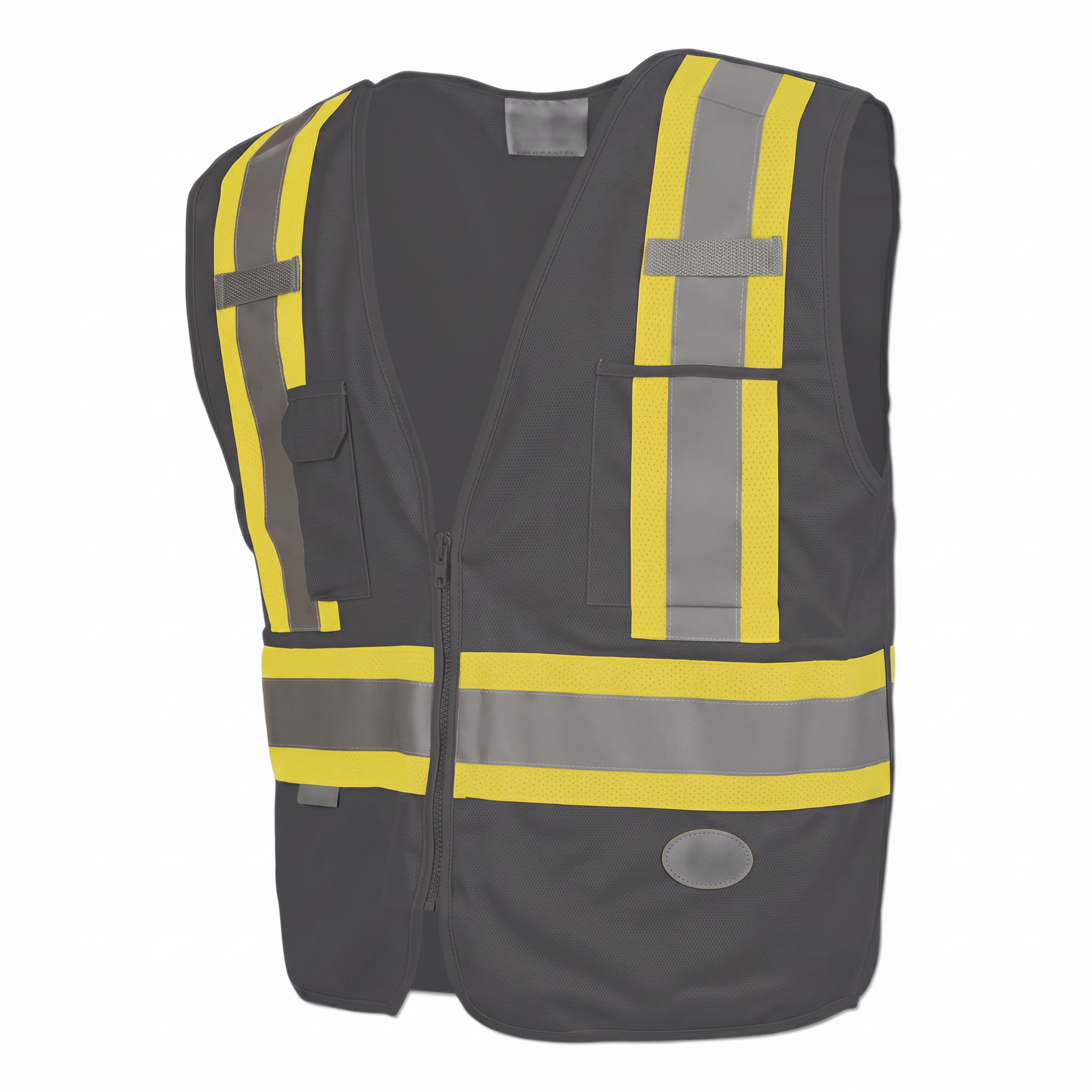 Black Zip-Up Snap Break Away Safety Vest