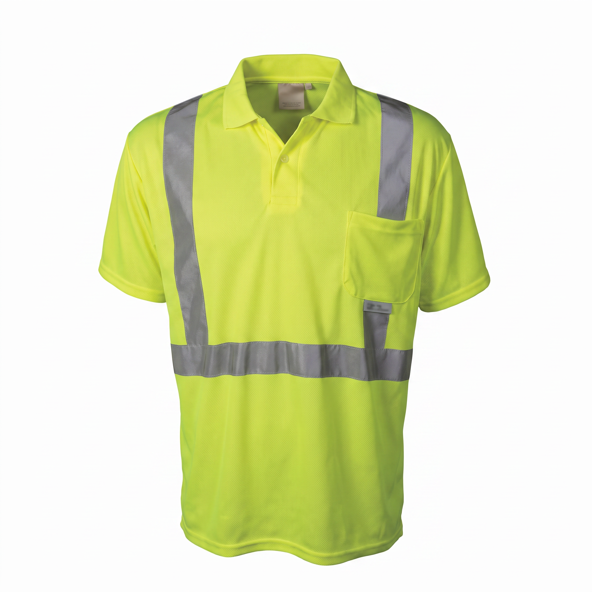 ST12 Class 2 Hi-Vis Safety Short Sleeve Polo - Green/Silver Reflective Tape, X-Large