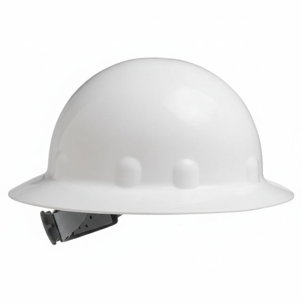 SuperEight E1 Full Brim Hard Hat with 8-Point Ratchet Suspension in White