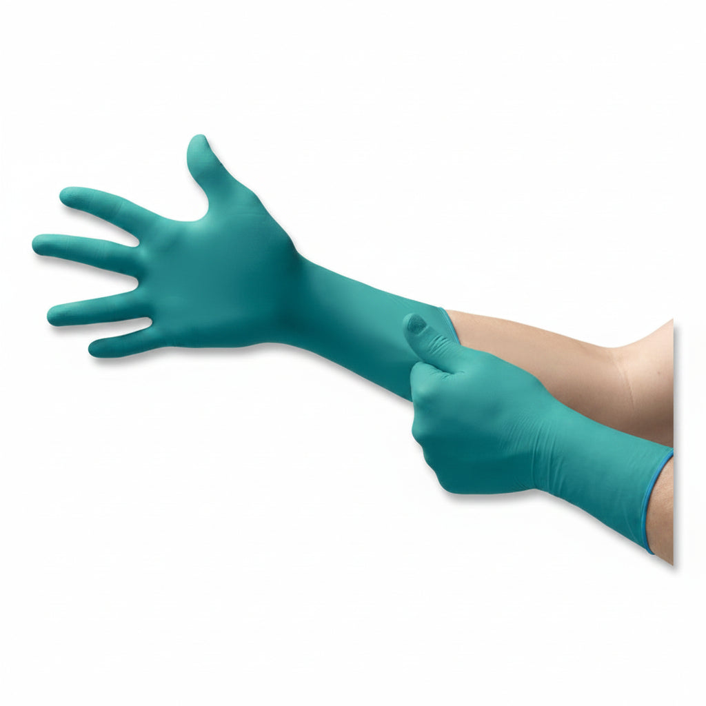 Large Green Chemical Resistant Nitrile/Neoprene Disposable Gloves, 7.8 mil Palm