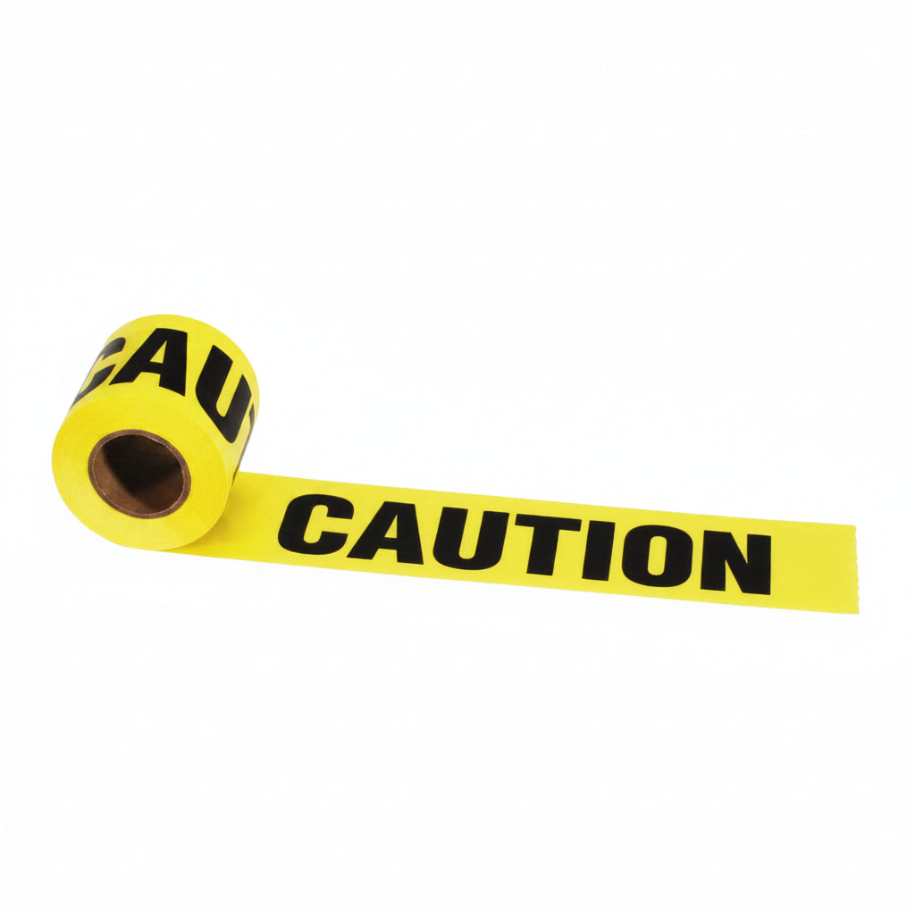 Yellow 3 in x 300 ft Caution Strait-Line Barrier Tape, 2 mil