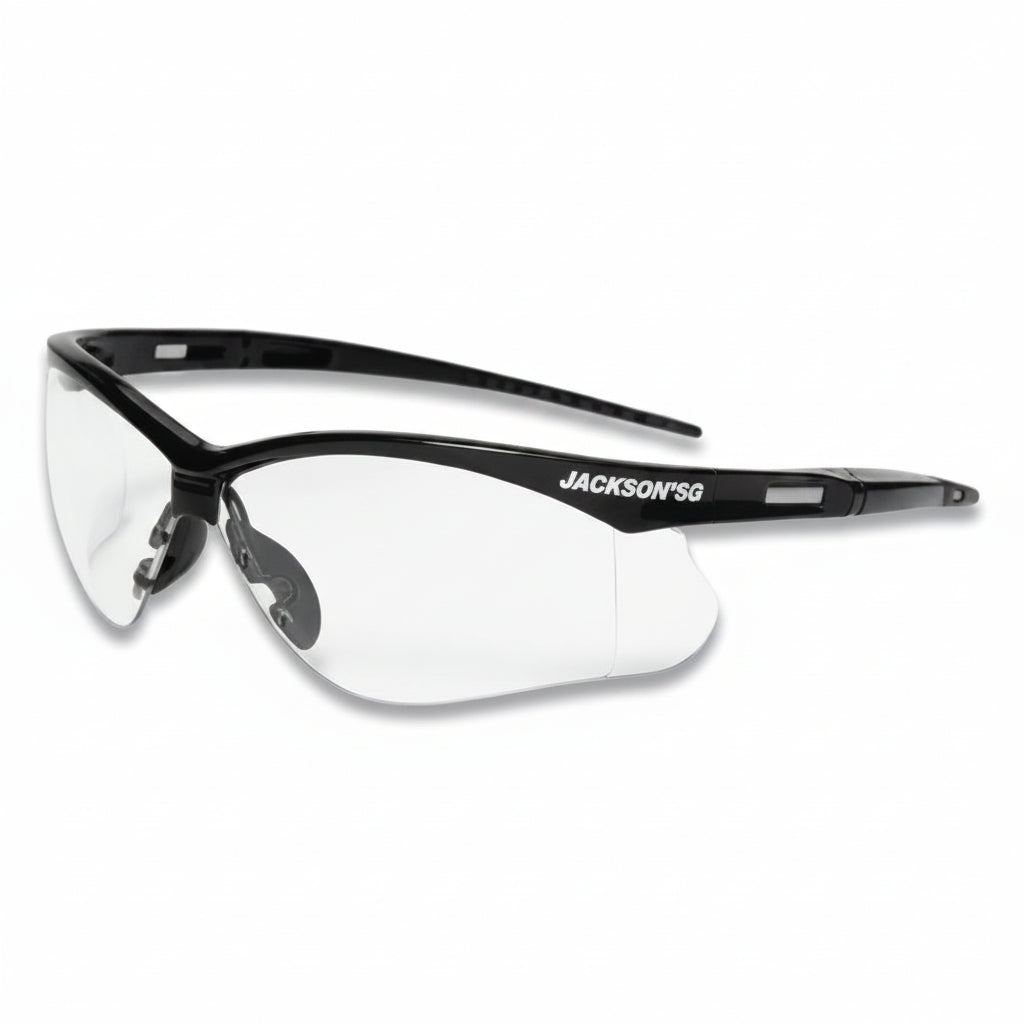 SG Series Clear Hardcoat Anti-Scratch Safety Glasses with Black Polycarbonate Half-Frame, 1.5 Diopter