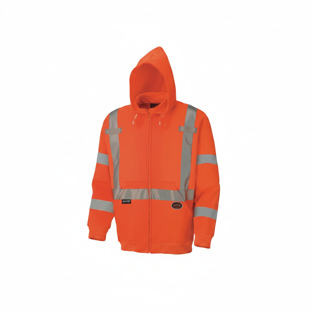 6924AU/6925AU Hi-Viz Safety Polyester Fleece Hoodie - Orange, Medium