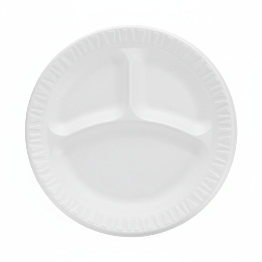 Concorde White Foam Three-Compartment Plate