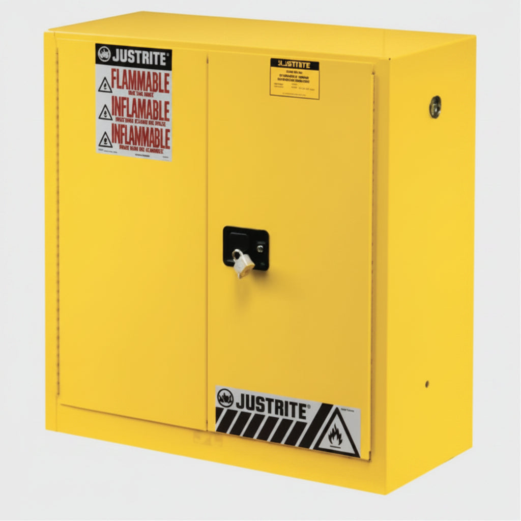 Sure-Grip EX 30 gal Yellow Manual-Closing Flammable Safety Cabinet, 2-Door, 44 in H
