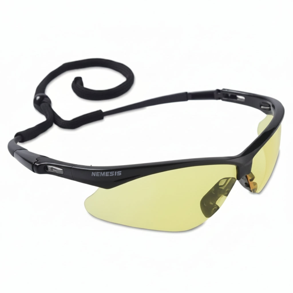 V30 Nemesis Amber Uncoated Safety Glasses with Black Nylon Frame