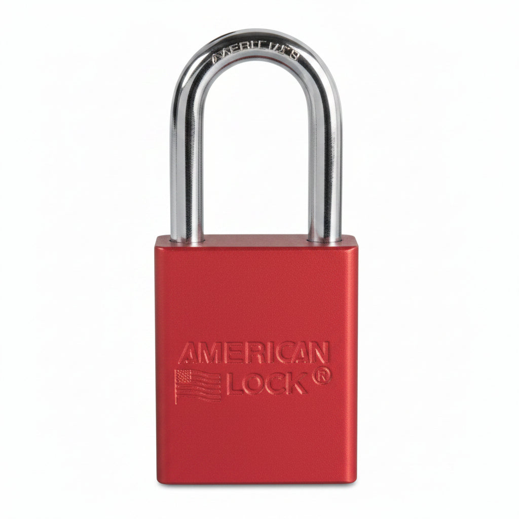 Red Solid Aluminum Padlock with Case Hardened Boron Alloy Steel Shackle