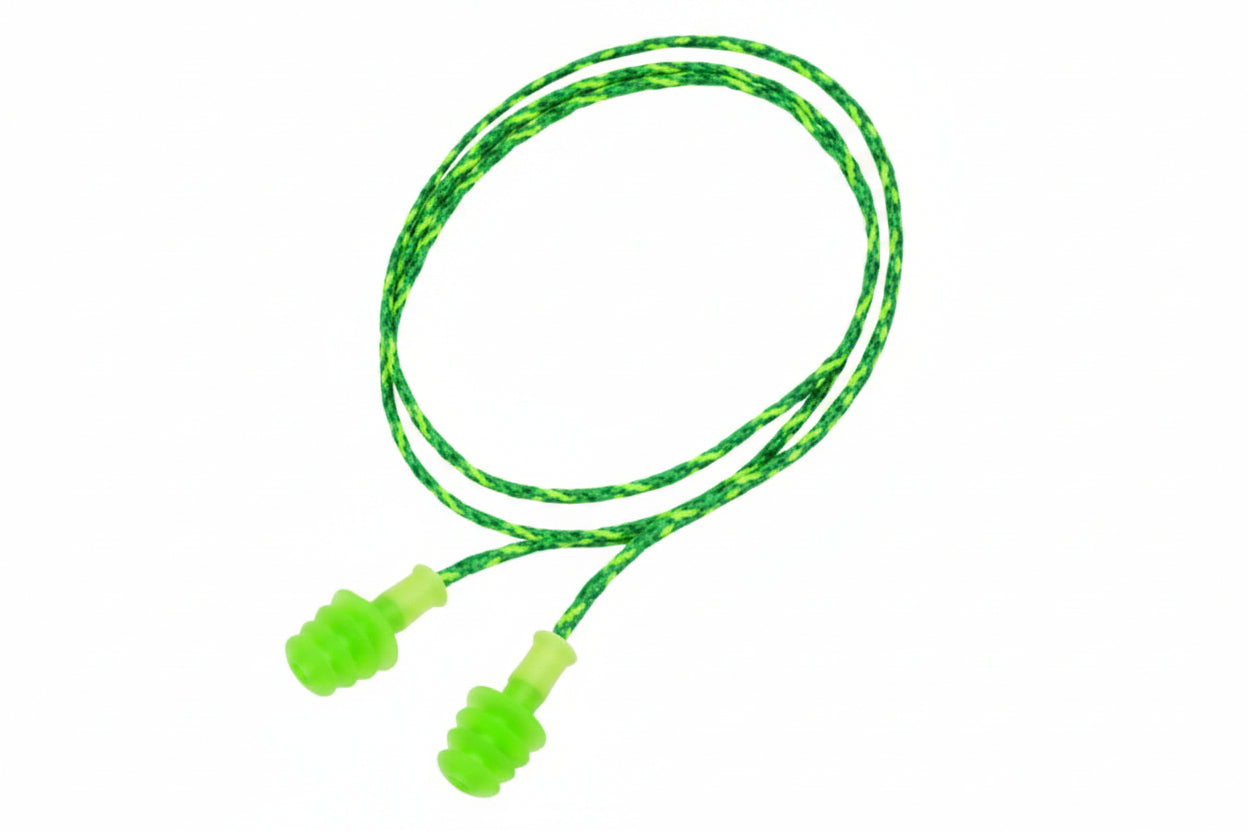 Fusion Green Thermoplastic Elastomer Corded Multiple-Use Earplugs NRR 27 dB Small