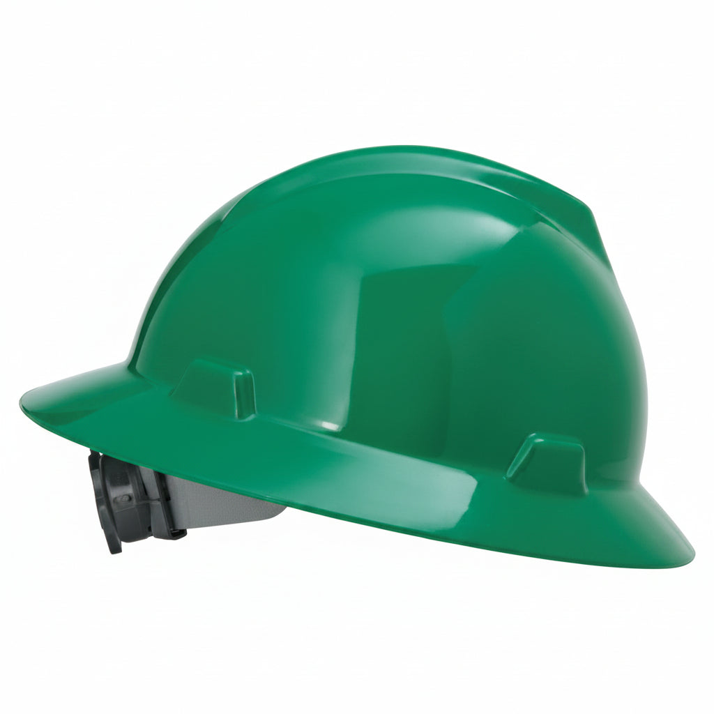 Green V-Gard Full-Brim Hard Hat with Fas-Trac III Suspension
