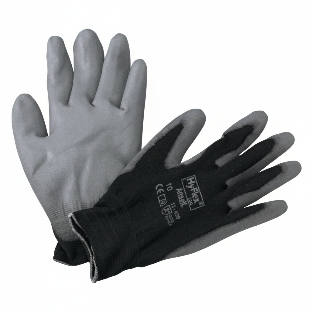 11-600 Black Size 10 Polyurethane Palm-Coated Nylon Knit-Wrist Work Gloves