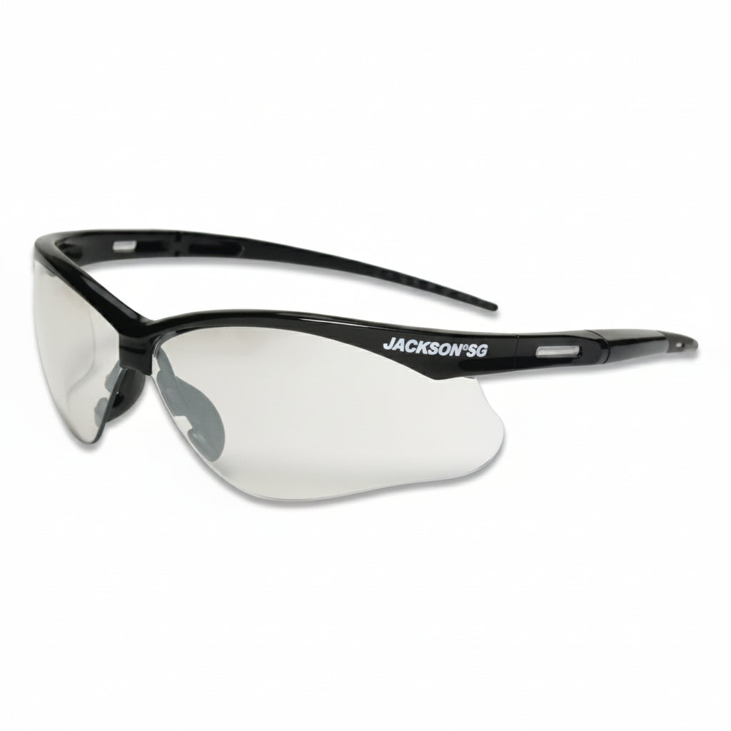 SG Series Indoor/Outdoor Hardcoat Anti-Scratch Safety Glasses with Black Polycarbonate Half-Frame