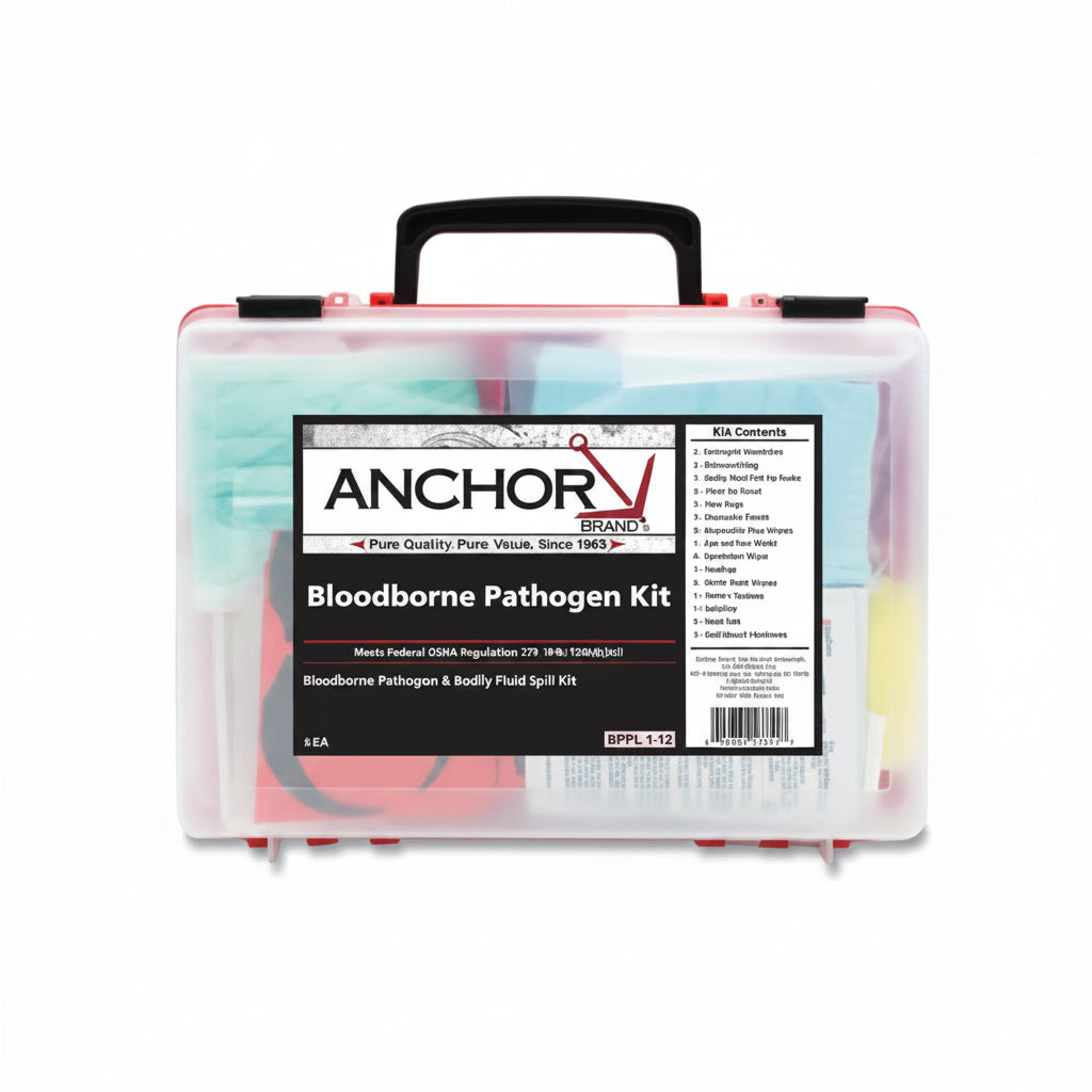 Bloodborne Pathogen Blood Spill Clean-Up Kit with Plastic Case and Wall Mount Bracket
