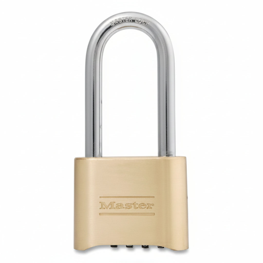No. 175LH Resettable 4-Digit Combination Brass Padlock with Stainless Steel Shackle