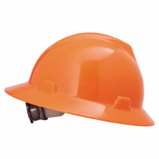 Hi-Viz Orange V-Gard Full-Brim Hard Hat with Fas-Trac III Suspension