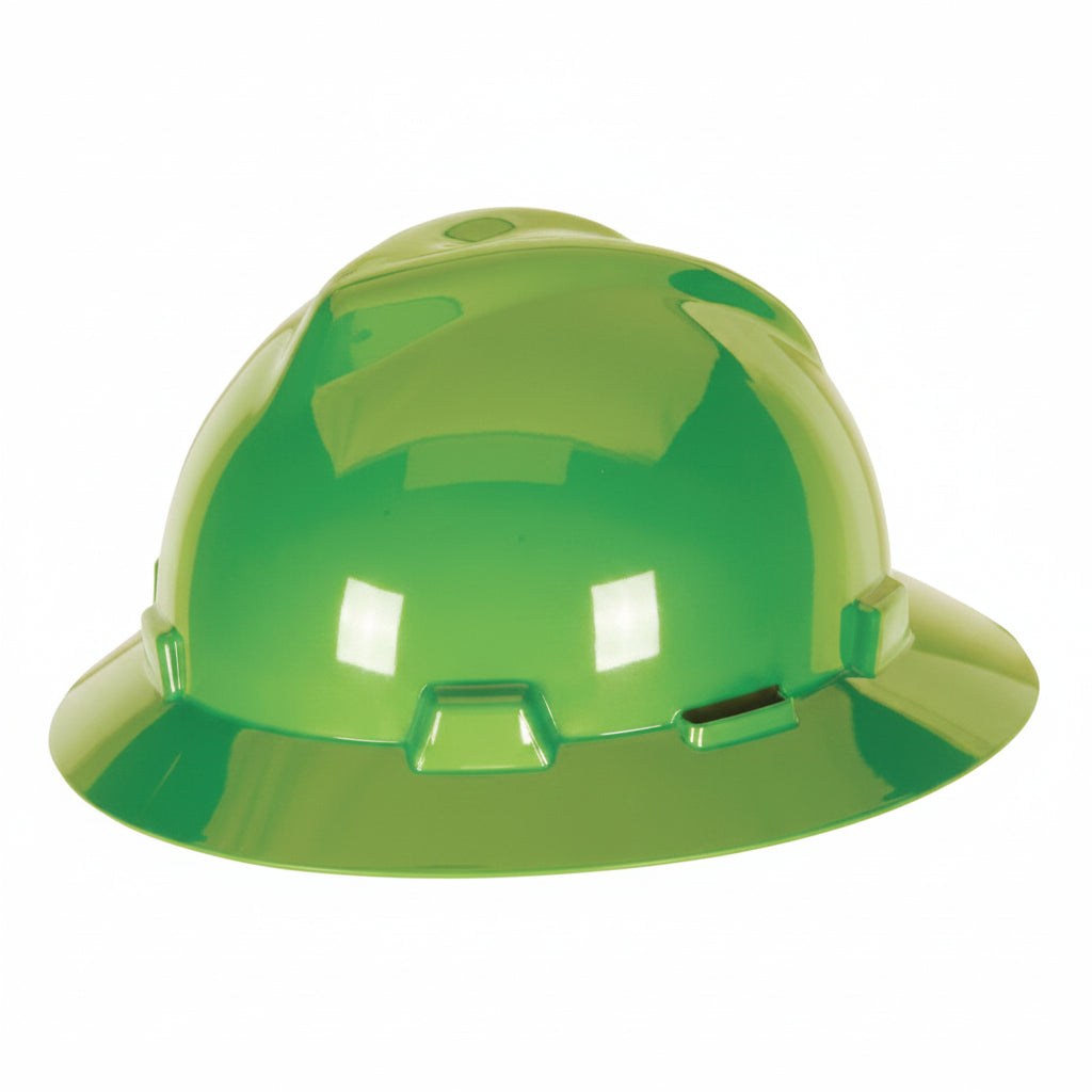 Bright Lime Green V-Gard Full-Brim Hard Hat with Fas-Trac III Suspension