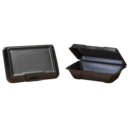 Foam Hinged Container 9" x 6" Black Vented 1-Compartment