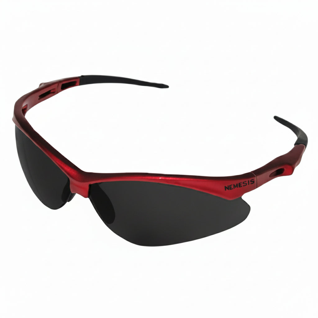 V30 Nemesis Smoke Anti-Fog Safety Glasses with Red Nylon Frame