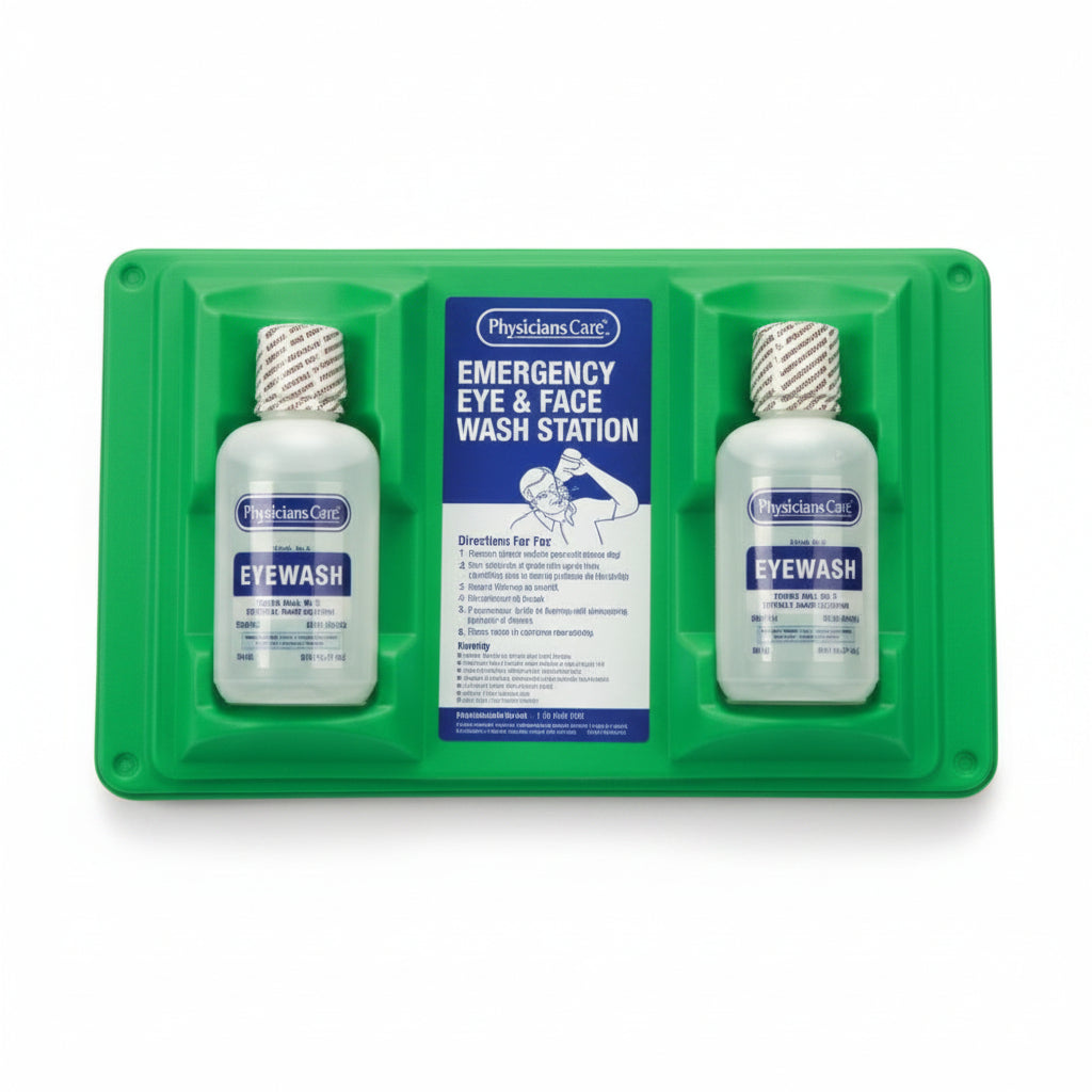 Eye and Skin Flush Emergency Station with 16 oz Twin Replacement Bottle