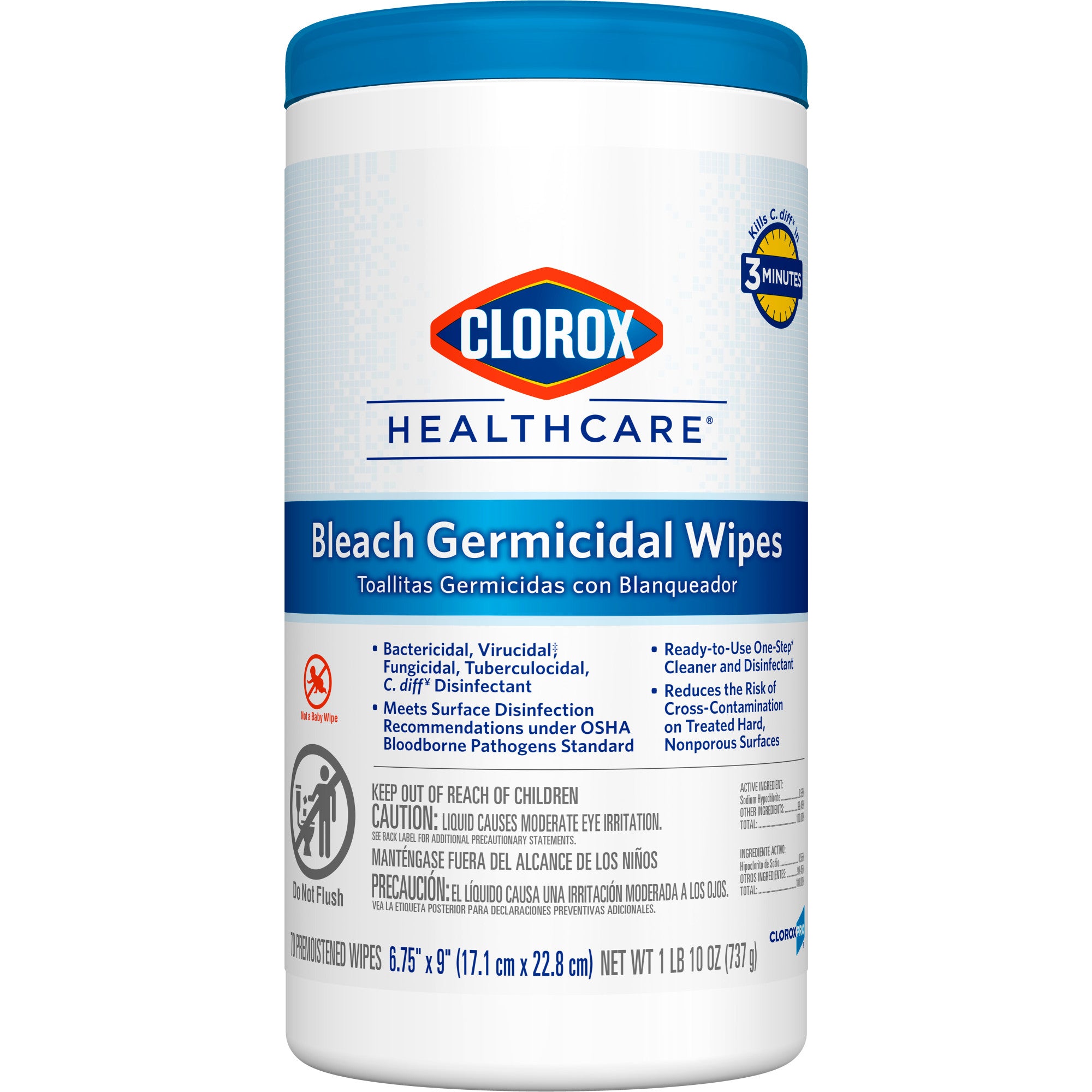 Clorox Healthcare Bleach Germicidal Wipes 70 Count
