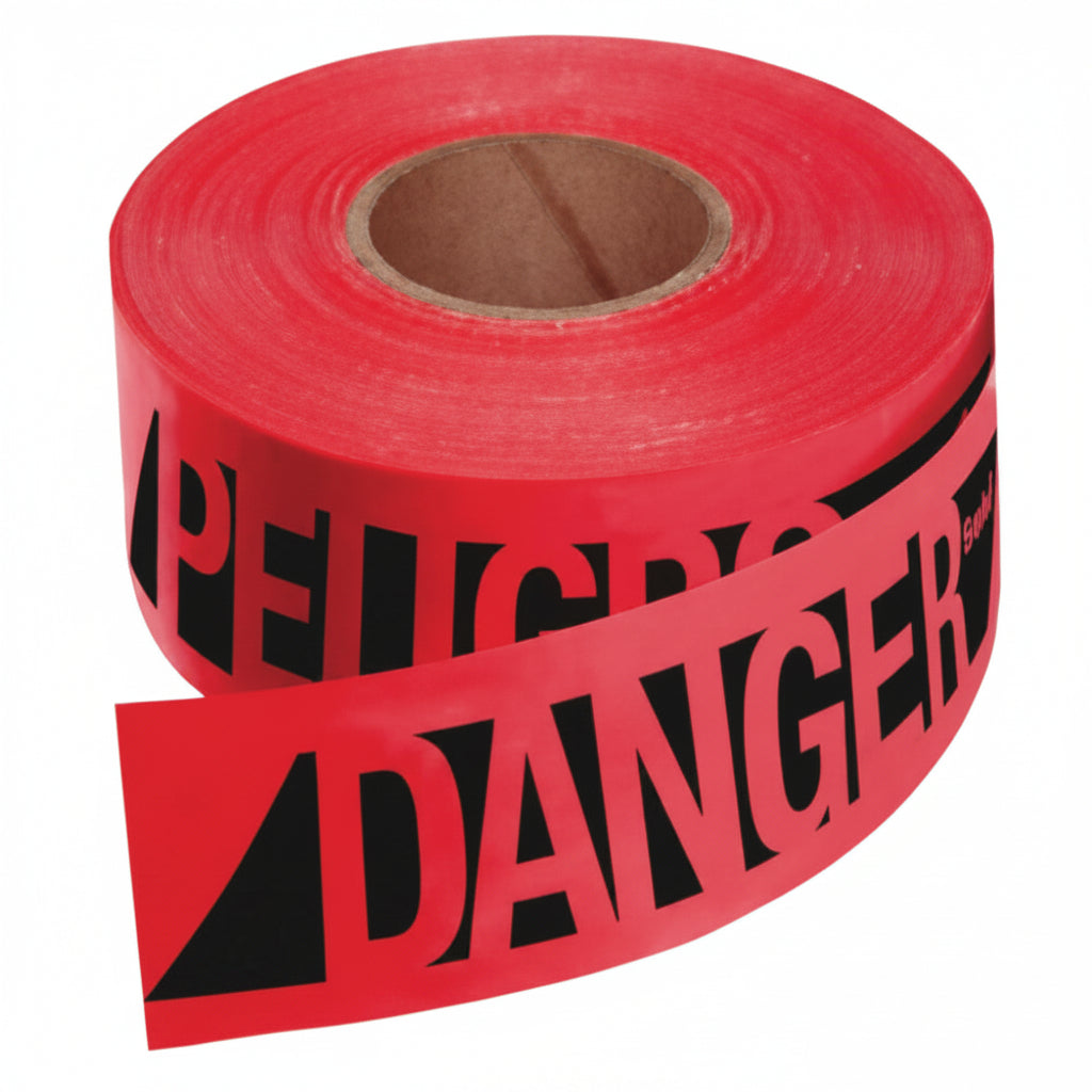 Red 3 in x 500 ft Danger Safety Barricade Tape, 7 mil