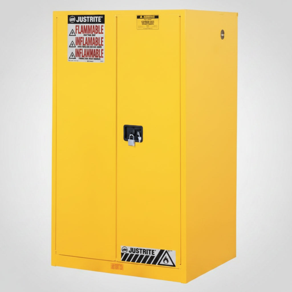 Sure-Grip EX 60 gal Yellow Manual-Closing Flammable Safety Cabinet, 2-Door, 65 in H