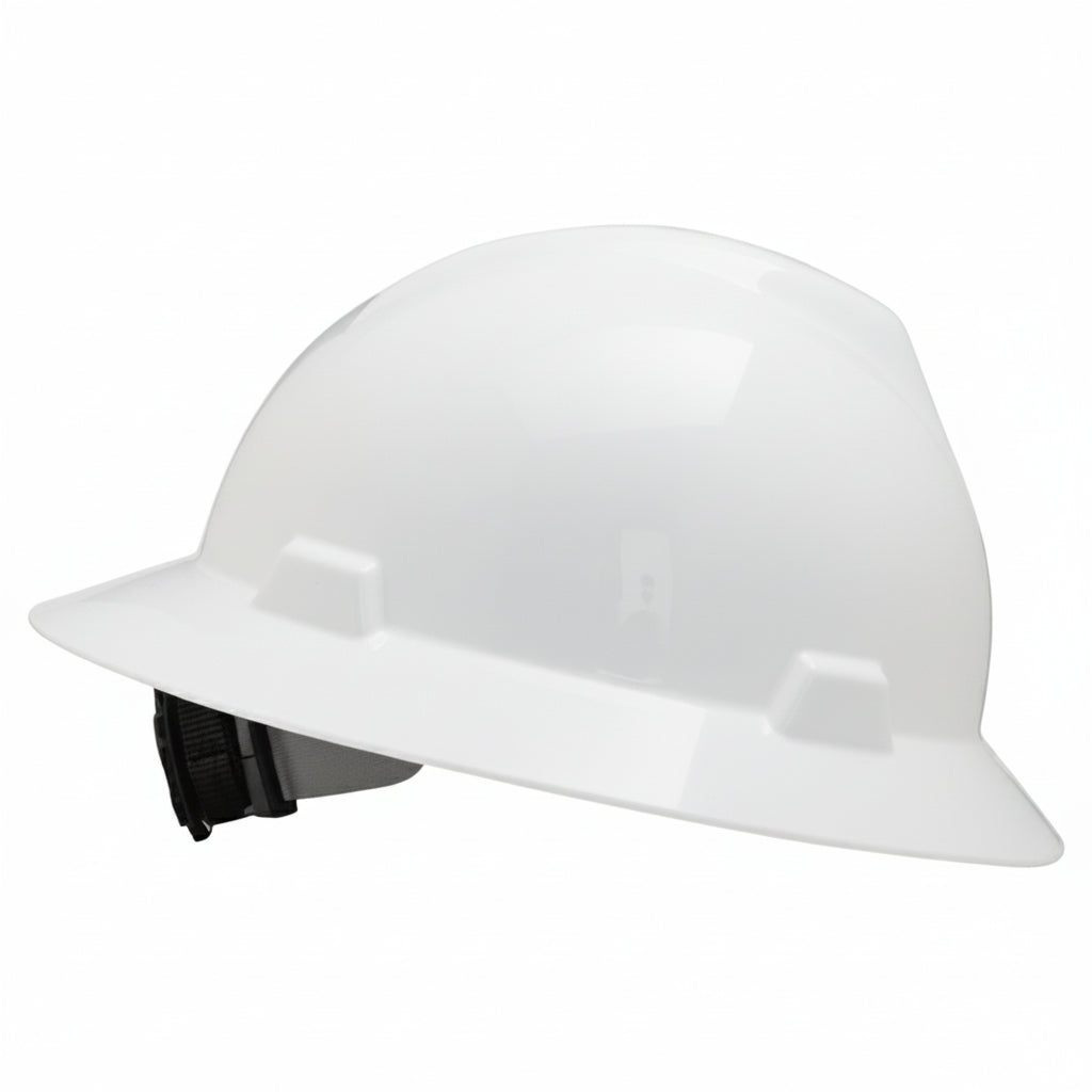 V-Gard Slotted Full-Brim Hard Hat with Fas-Trac III Suspension in White