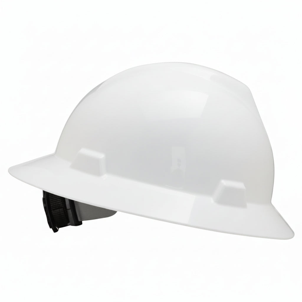 V-Gard Slotted Full-Brim Hard Hat with Fas-Trac III Suspension in White