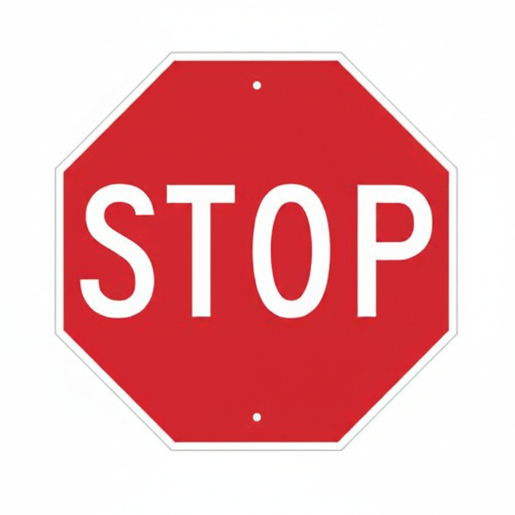 White on Red Aluminum STOP Sign, 18 x 18 in