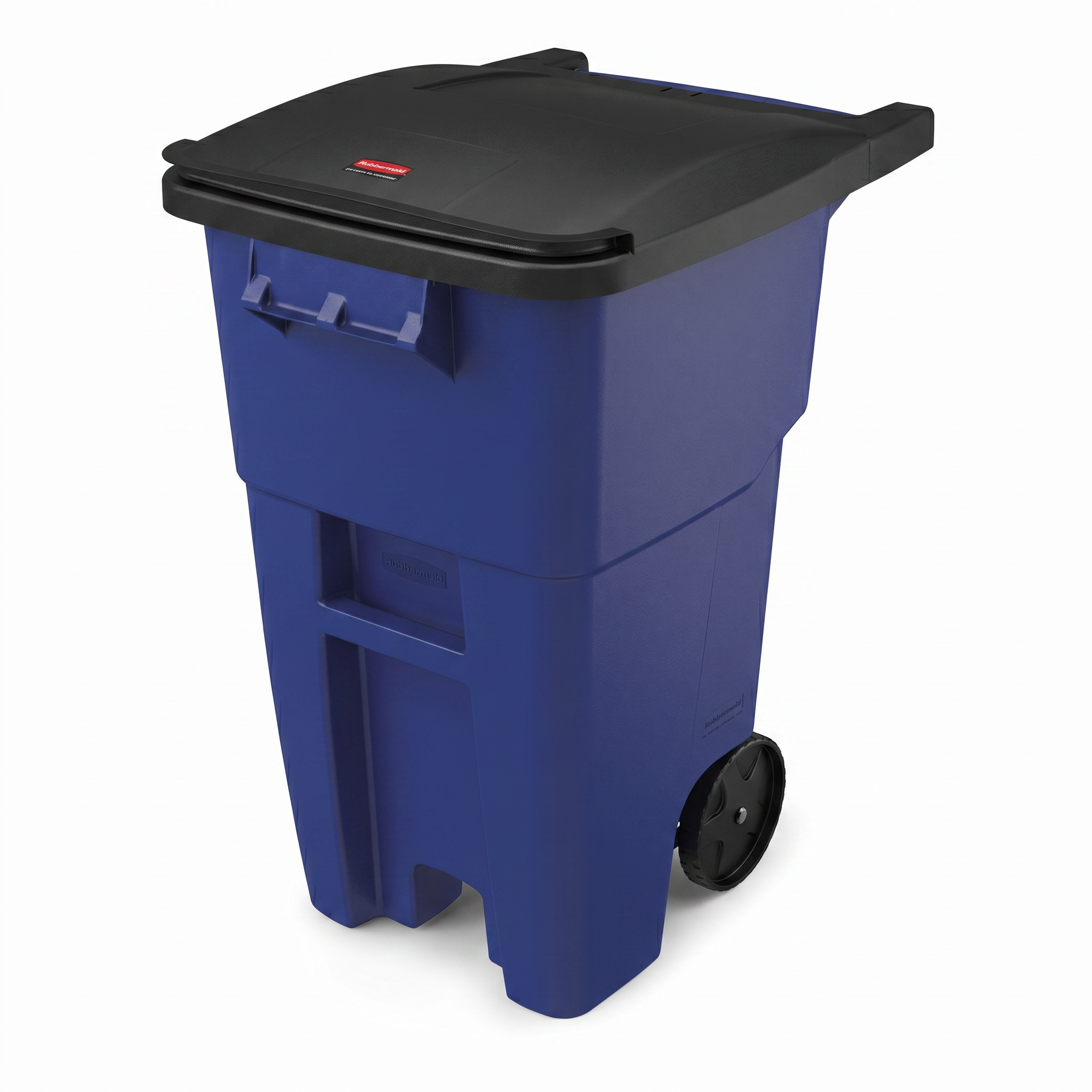 Rubbermaid Blue Rollout Trash Container with Wheels