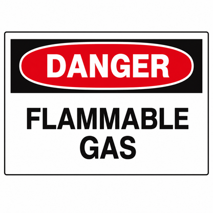 Danger Flammable Gas Chemical and Hazardous Material Sign, White/Red/Black Fiberglass, 10 x 14 in