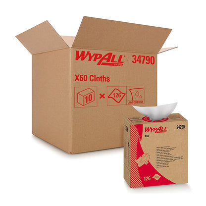 WypAll X60 Cloths White 8.34 x 16.8, Pop-Up Box