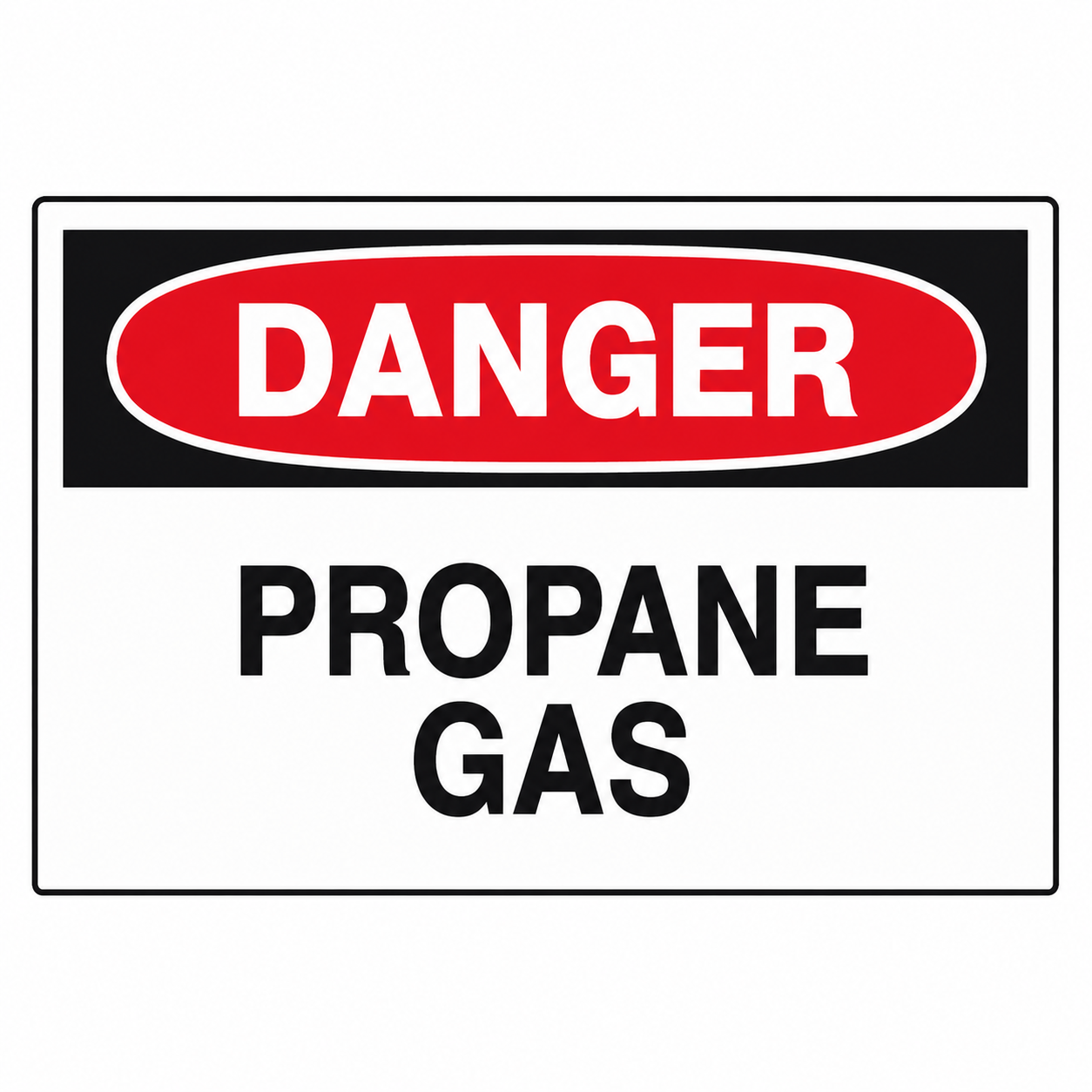 Danger Propane Chemical and Hazardous Material Sign, White/Red/Black Plastic, 7 x 10 in