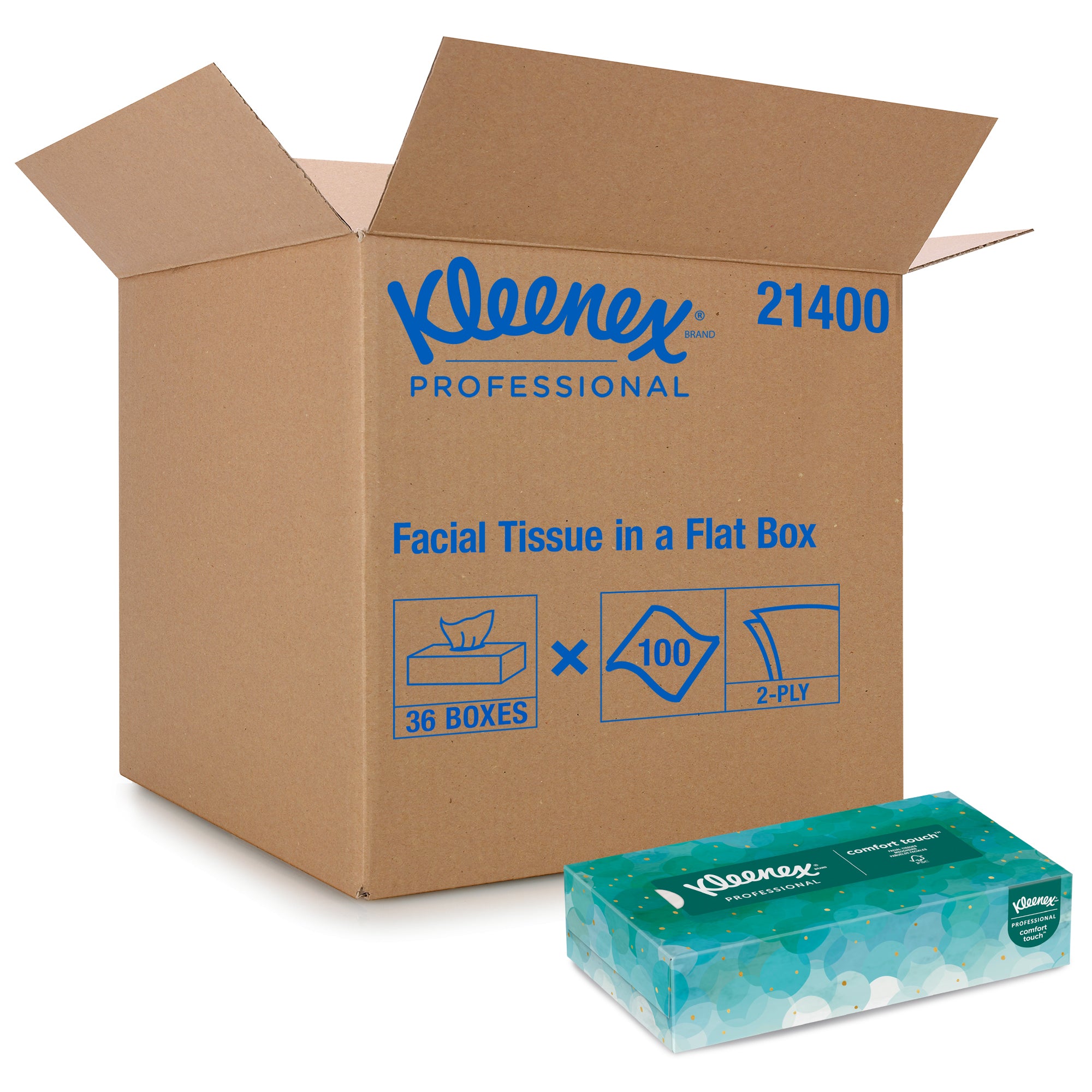 Kleenex Facial Tissue Flat Box, 36/100 per Case