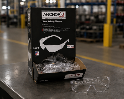 Clear Frameless Safety Glasses with Dispenser Box