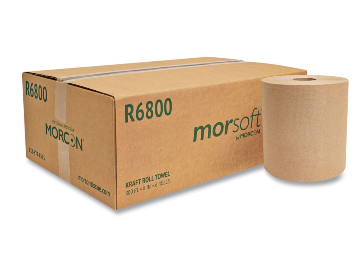 8" Universal Hardwound Roll Towel, Kraft