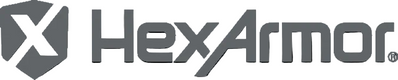 HexArmor logo in dark gray on a white background, featuring a stylized hexagon icon with an X and the brand name HexArmor.