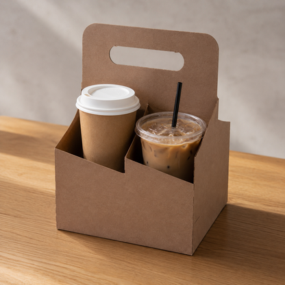 Kraft Paperboard Drink Carrier with Handle