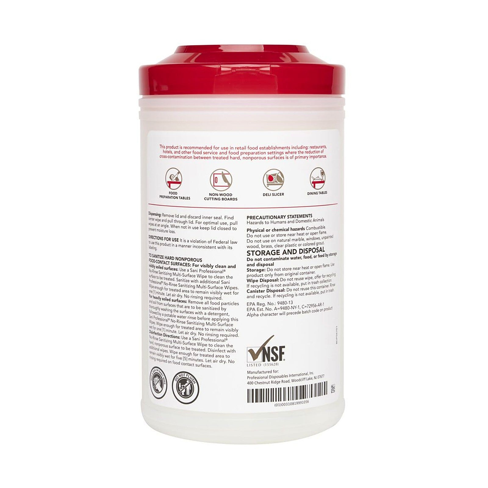 No-Rinse Sanitizing Wipes XL 7.75 x 9, 95 Count