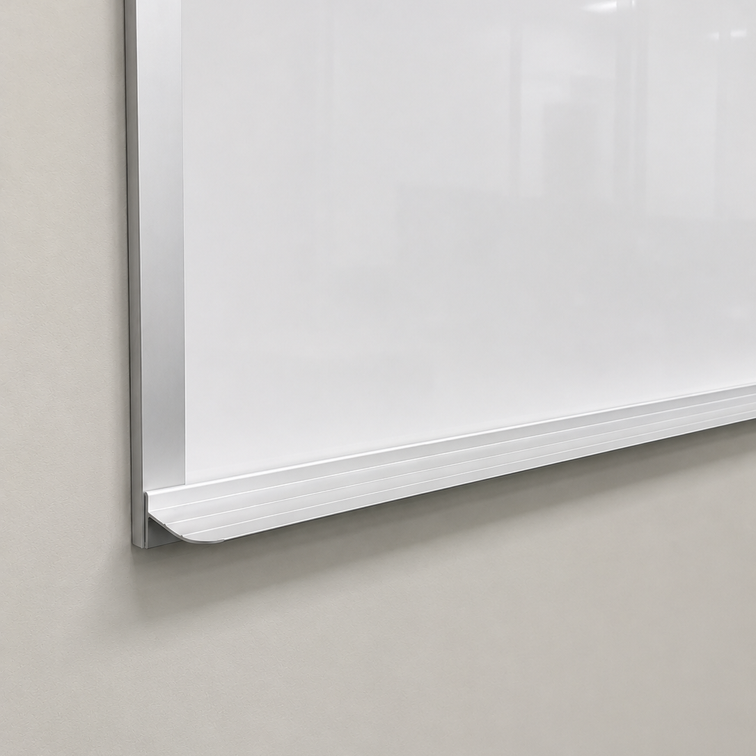 High Gloss Whiteboard with Map Rail, Blade Tray, & J-Trim Frame