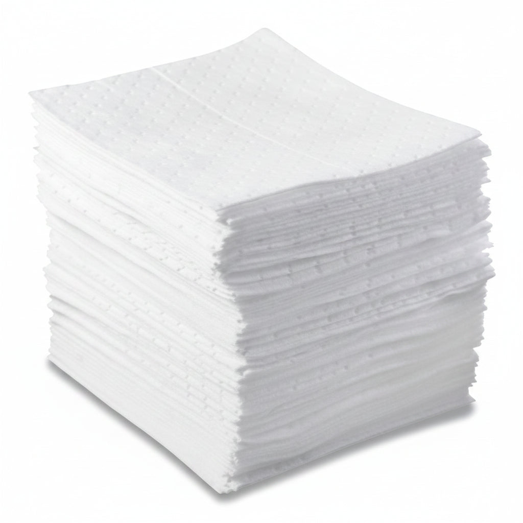 Oil-Only Heavyweight Sorbent Pad, White, 15 in x 17 in, Absorbs 20.5 gal, 100 Sheets per Bale