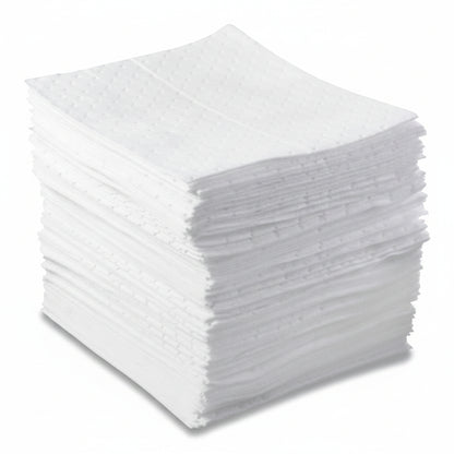 Oil-Only Heavyweight Sorbent Pad, White, 15 in x 17 in, Absorbs 20.5 gal, 100 Sheets per Bale