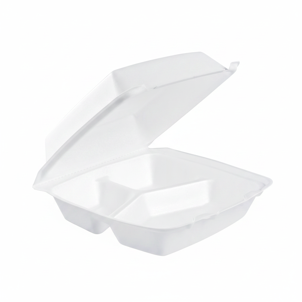 Foam Hinged Container Medium 3-Compartment Perforated