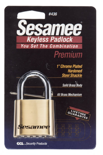 Sesamee Keyless Brass Padlock with 1 in Shackle