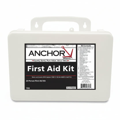25 Person ANSI 2009 First Aid Kit with Plastic Case