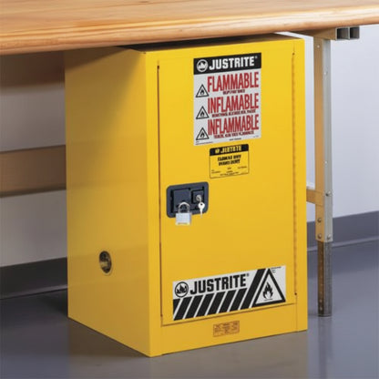 Yellow 12 Gallon Self-Closing Countertop and Compact Safety Cabinet, 1-Door