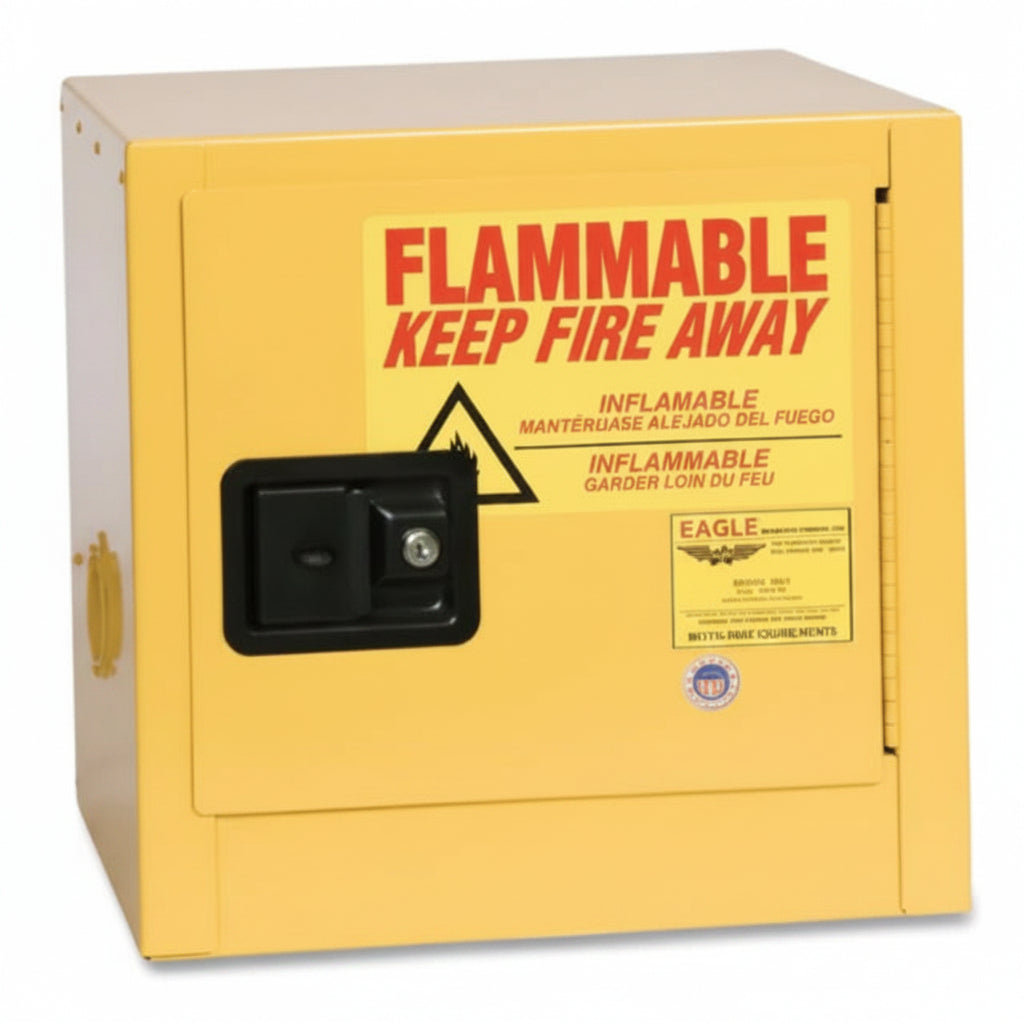 Yellow 2 gal Bench Top Manual-Close Flammable Liquid Storage Cabinet, 1-Door